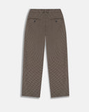 Monoic Barrel Fit Houndstooth Trousers - Café