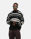 Monoic Striped Knitwear Sweater – Negro, Crema Y Gris