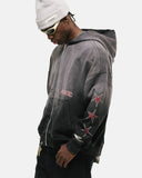 Monoic Zip Hoodie Monoic Records - Negro Desgastado
