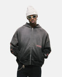 Monoic Zip Hoodie Monoic Records - Negro Desgastado