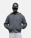 Monoic Zip Knitwear Hoodie - Gris Raton