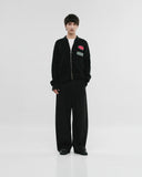 Monoic Zip Up Knit Bomber Jacket - Negro