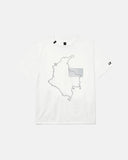 Old maquiina camiseta mapa de colombia – Blanca