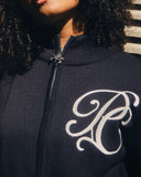 Palms Capra Monogram Blue Full-Zip Knit