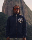 Palms Capra Monogram Blue Full-Zip Knit