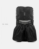 Morral THE FRENCHIE CO Leather Anti-Theft Speed Backpack en cuero italiano negro, expandido a su capacidad maxima