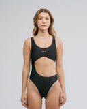 TRUE BOLD-CUT ASYMMETRIC BODYSUIT - BLACK