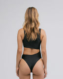 TRUE BOLD-CUT ASYMMETRIC BODYSUIT - BLACK