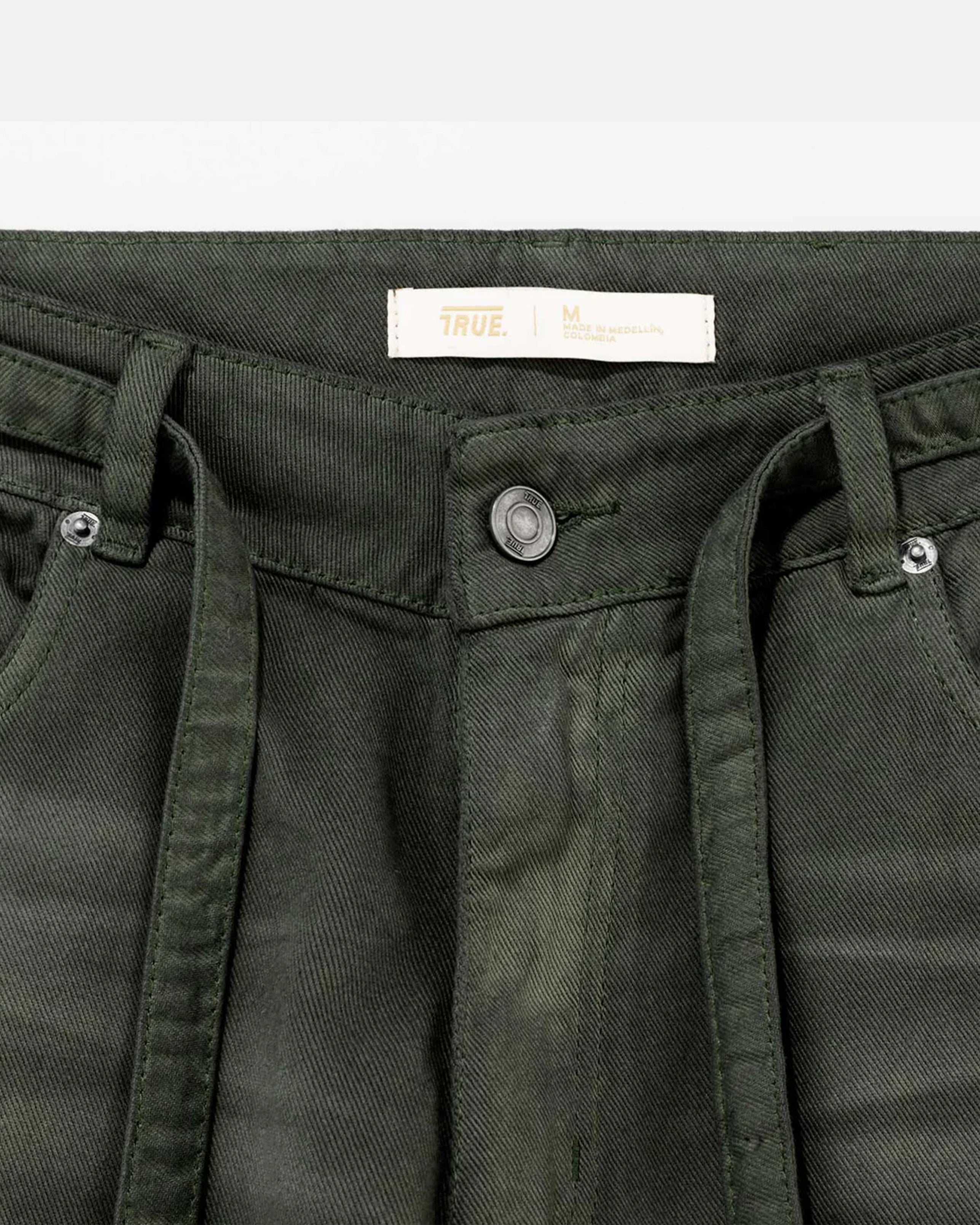 TRUE DIRTY-WASH LOW-RISE PANTS - MILITARY GREEN