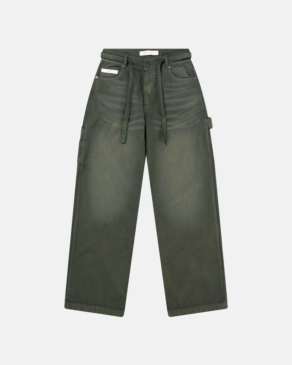 TRUE DIRTY-WASH LOW-RISE PANTS - MILITARY GREEN