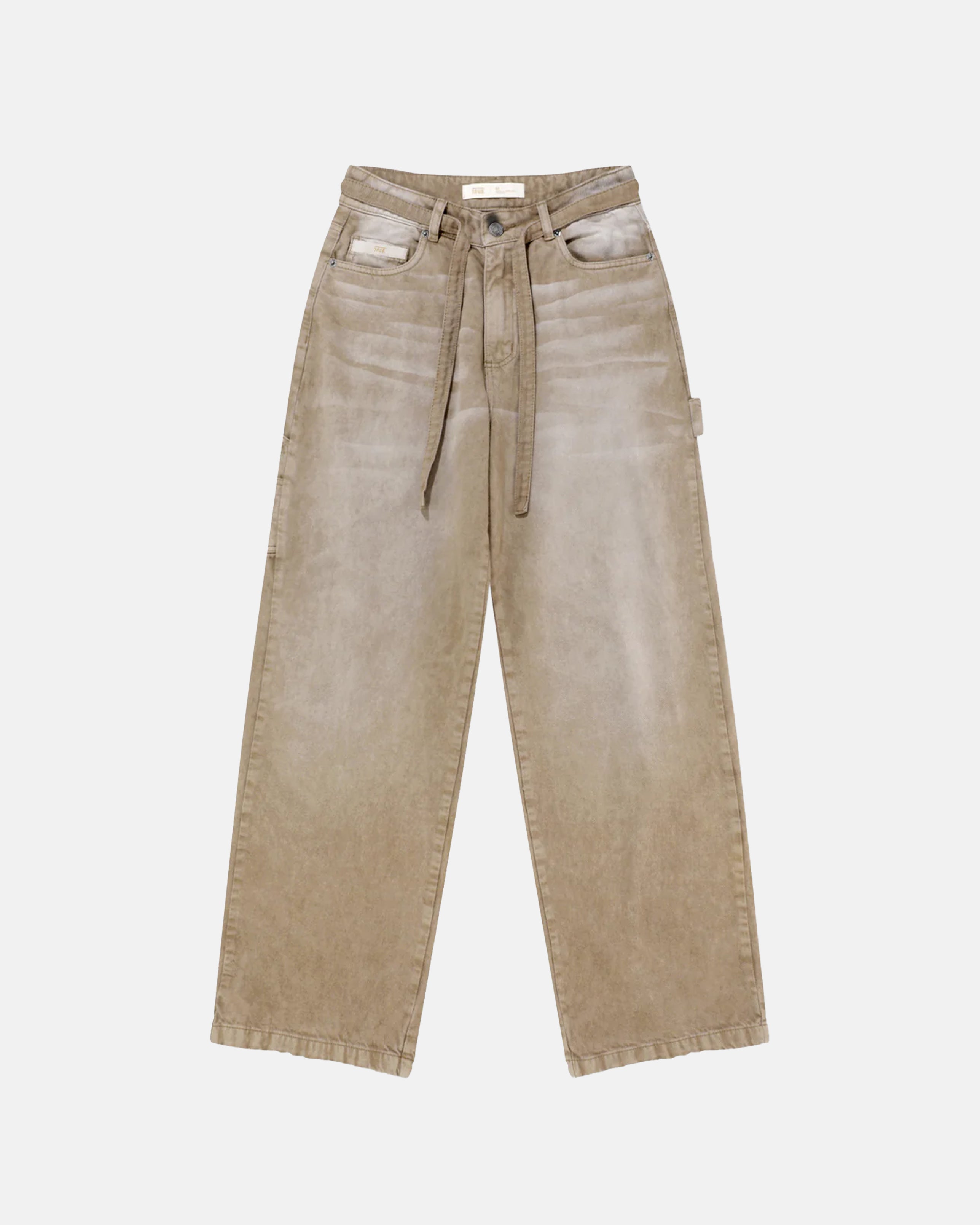 TRUE DIRTY-WASH MID-RISE PANTS - SAND