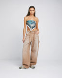 TRUE DIRTY-WASH MID-RISE PANTS - SAND