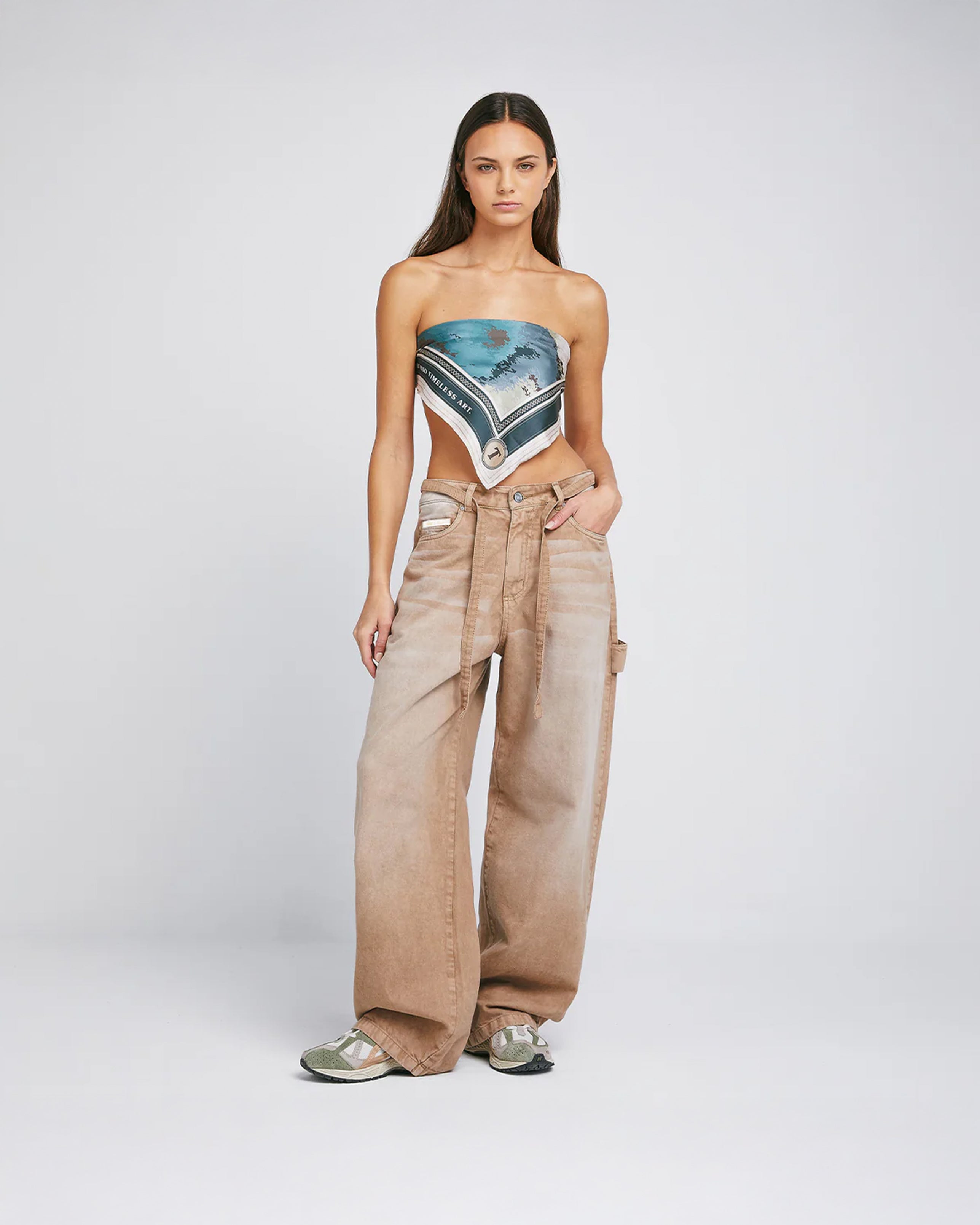 TRUE DIRTY-WASH MID-RISE PANTS - SAND