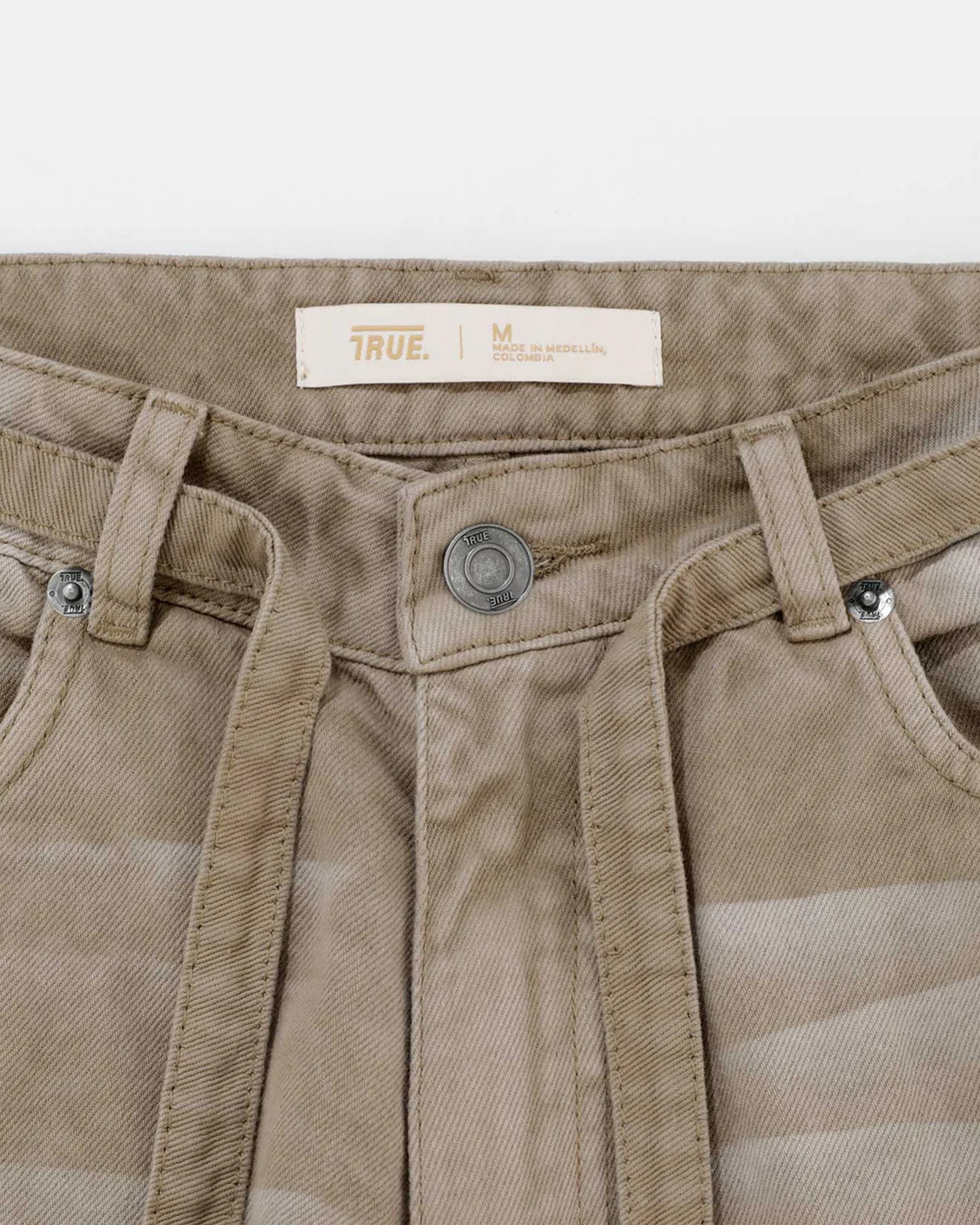TRUE DIRTY-WASH MID-RISE PANTS - SAND
