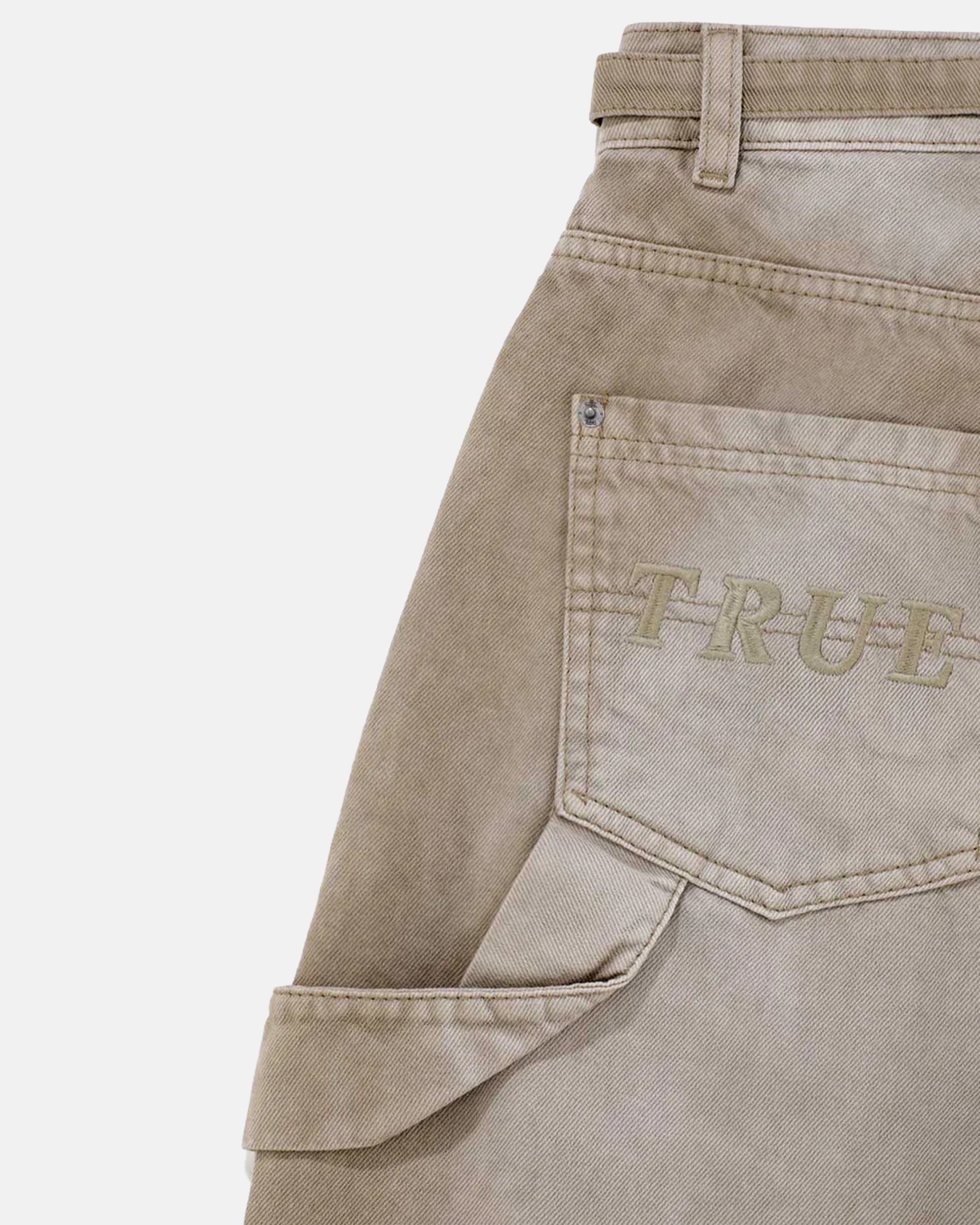 TRUE DIRTY-WASH MID-RISE PANTS - SAND