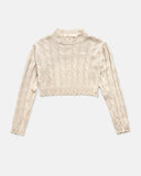 TRUE - Distressed Knit Crop Sweater - Camel
