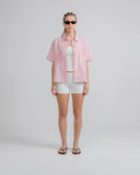 TRUE - True Embroidered Flower Boxy Shirt - Pink