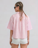 TRUE - True Embroidered Flower Boxy Shirt - Pink
