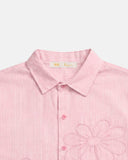 TRUE - True Embroidered Flower Boxy Shirt - Pink