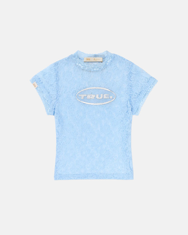 TRUE - Floral Lace Baby Tee - Light Blue
