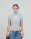 TRUE - Floral Lace Baby Tee - Light Blue