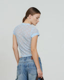 TRUE - Floral Lace Baby Tee - Light Blue