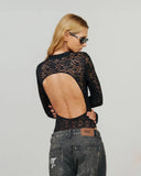 True Floral Lace Bodysuit Black