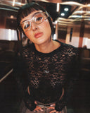 True Floral Lace Bodysuit Black
