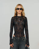 True Floral Lace Bodysuit Black
