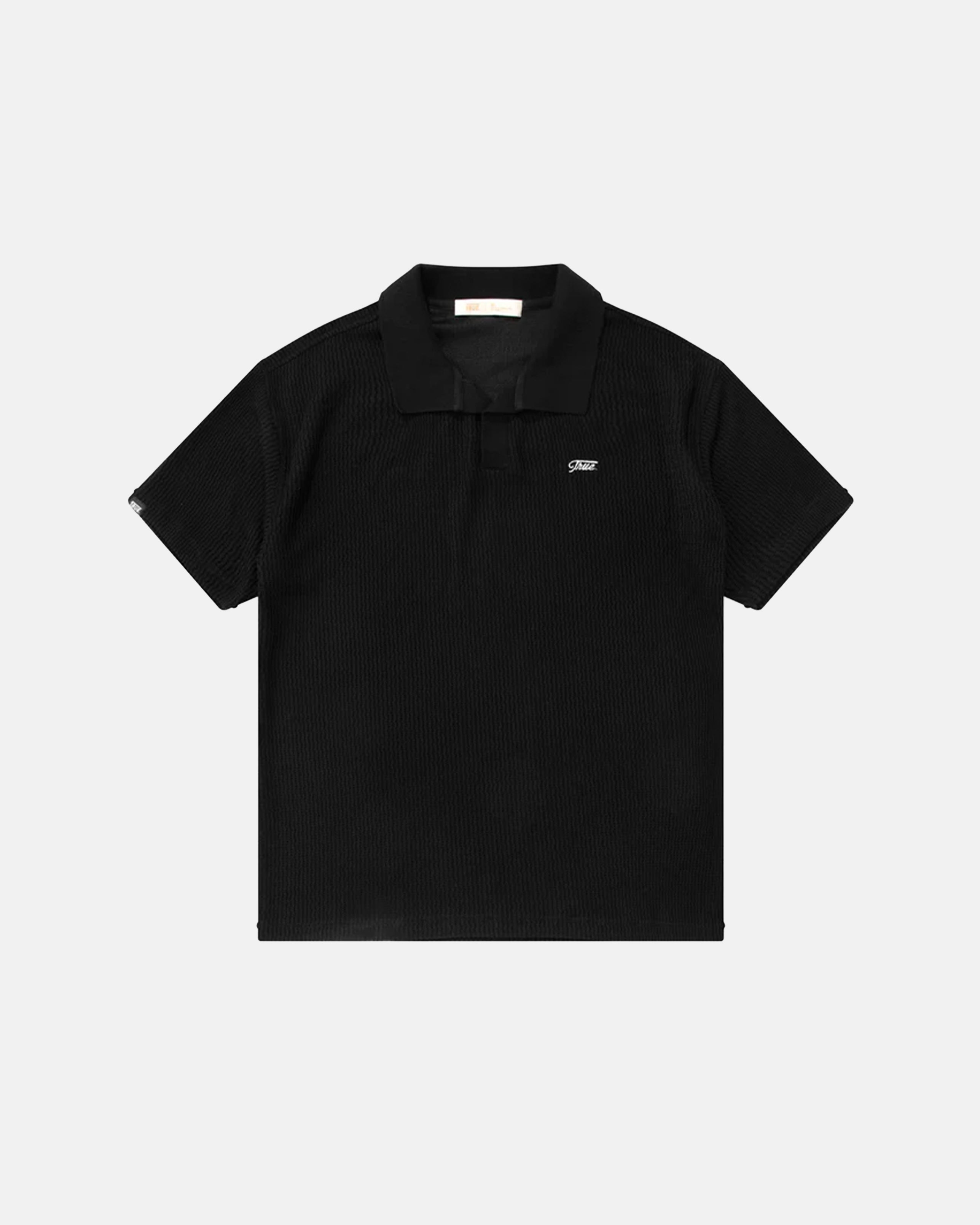 TRUE KNITTED RESORT POLO - BLACK