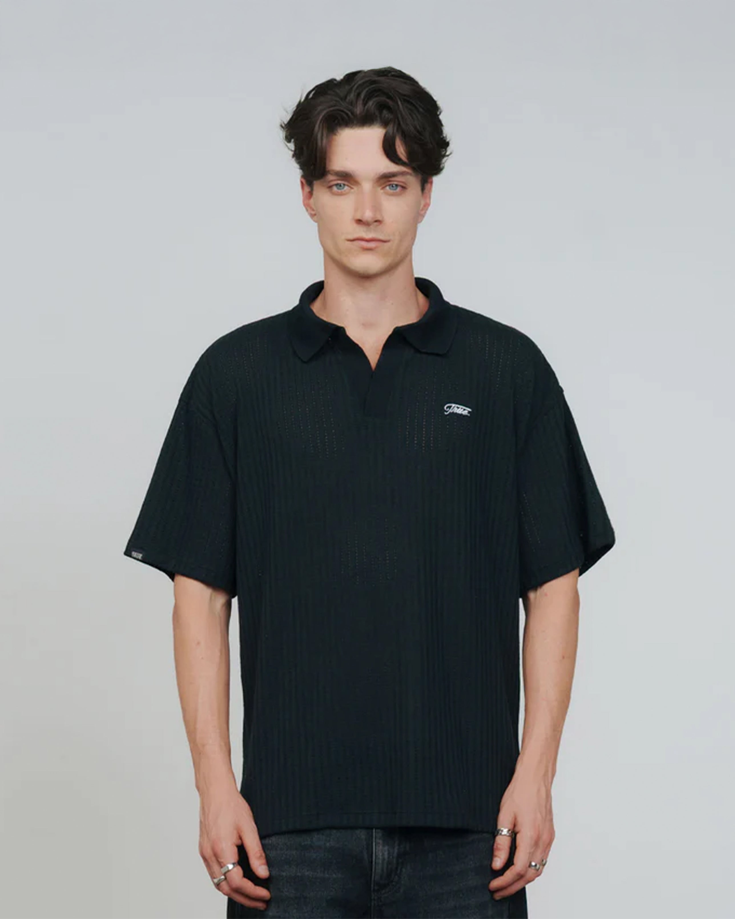 TRUE KNITTED RESORT POLO - BLACK