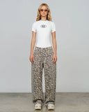 TRUE - Leopard Wide Leg Jeans - Camel