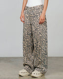 TRUE - Leopard Wide Leg Jeans - Camel