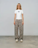 TRUE LEOPARD WIDE LEG JEANS CAMEL