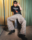 TRUE - Leopard Wide Leg Jeans - Camel
