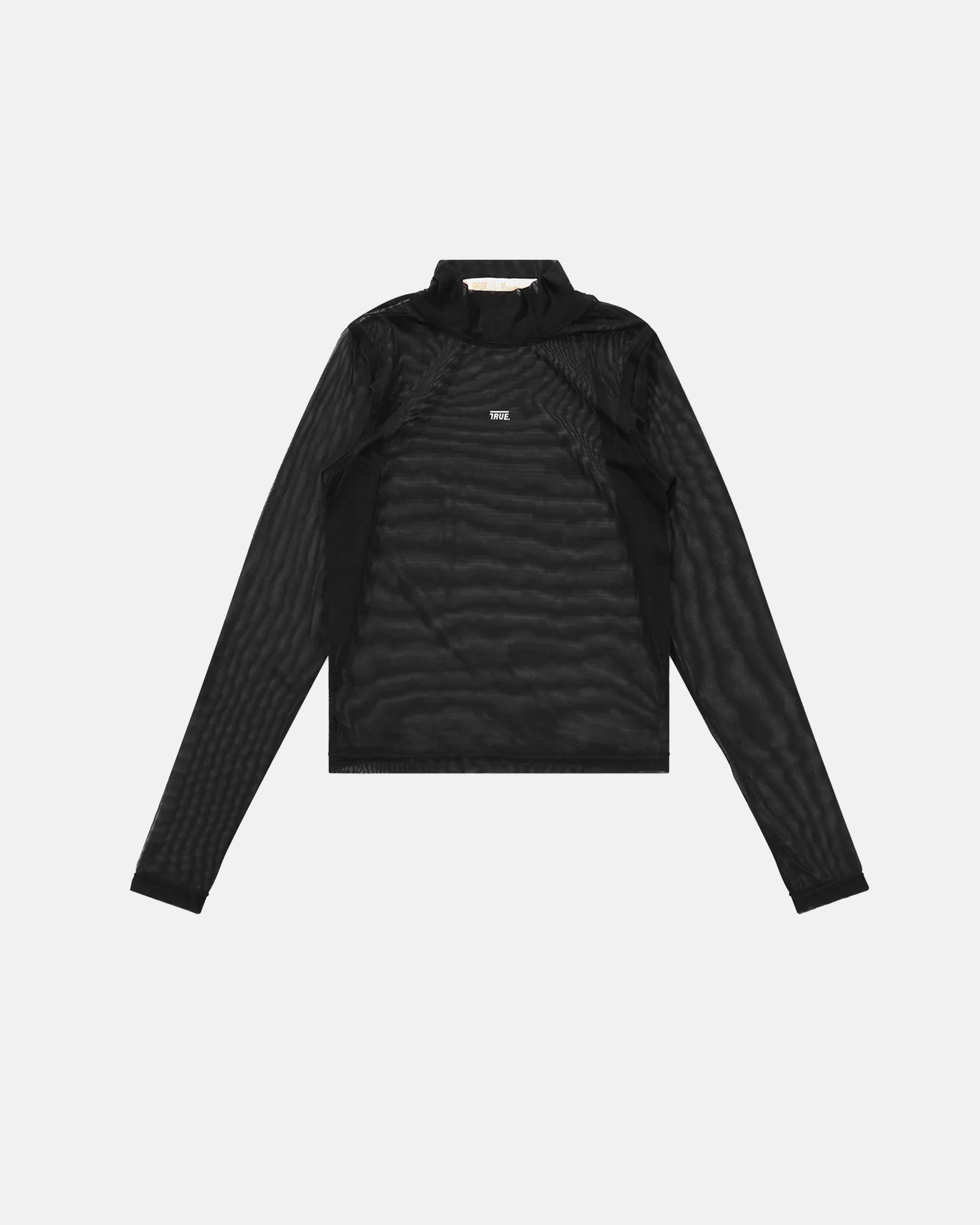 TRUE MESH LS MOCK TEE - BLACK