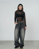 TRUE MESH LS MOCK TEE - BLACK