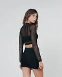 TRUE MESH MINI SKIRT - BLACK