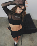 TRUE MESH MINI SKIRT - BLACK