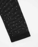 TRUE MESH RHINESTONE LS CROP TOP - BLACK