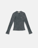 True Slim Ribbed Long Sleeve Washed Black