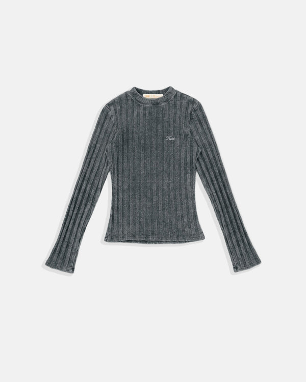 TRUE - Slim Ribbed Long Sleeve - Washed Black