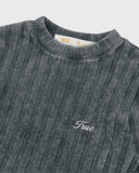 True Slim Ribbed Long Sleeve Washed Black