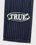 TRUE - Pinstripe Mid-Rise Jeans - Blue