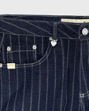 TRUE - Pinstripe Mid-Rise Jeans - Blue