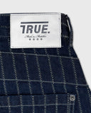 TRUE - Pinstripe Mid-Rise Jeans - Blue