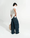 TRUE - Pinstripe Mid-Rise Jeans - Blue
