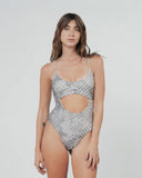 True Python Cut-Out Bodysuit - Gray