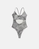 TRUE PYTHON CUT-OUT BODYSUIT - GRAY