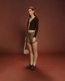 TRUE - Rib Cropped Cardigan - Brown